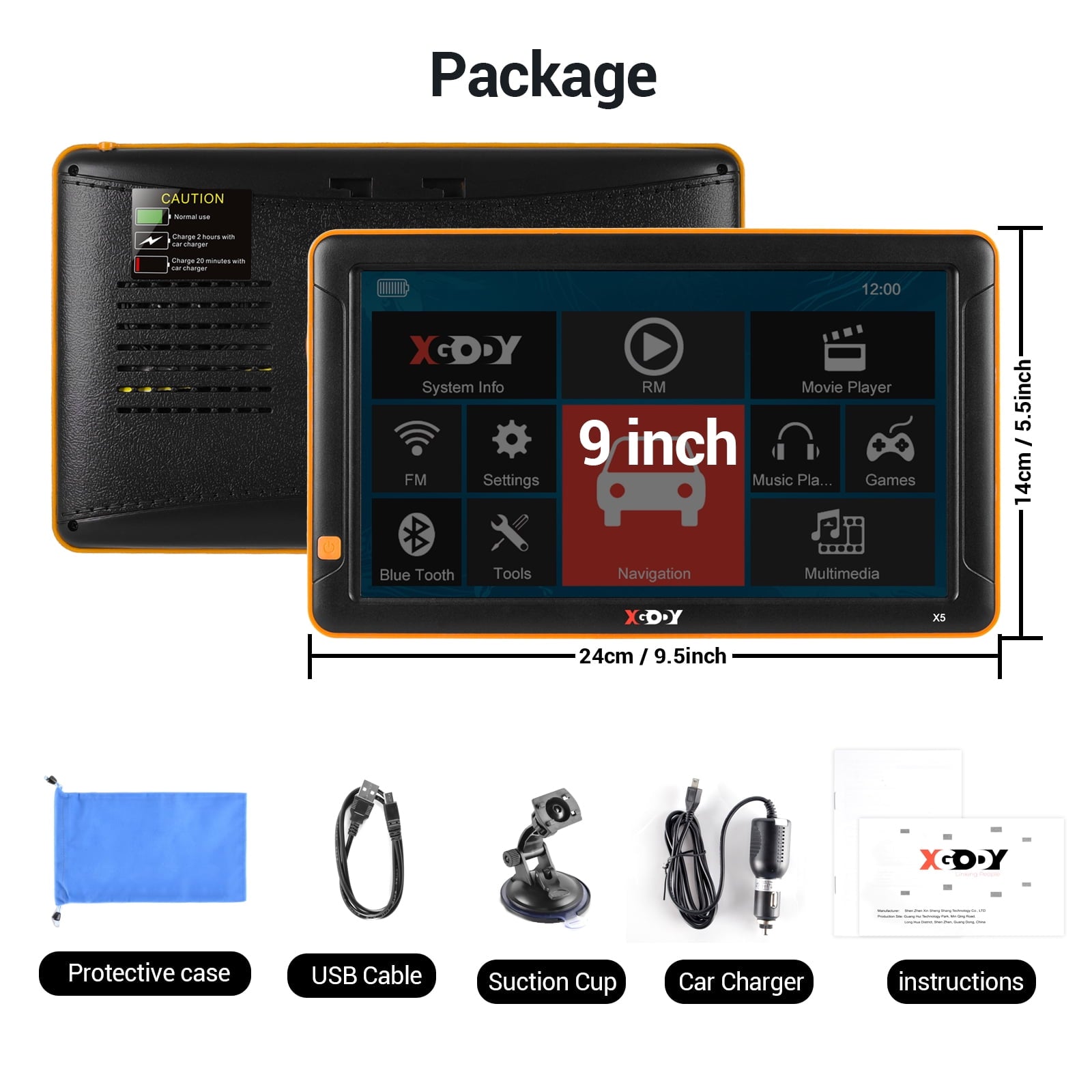 XGODY Truck GPS with Bluetooth 9 Inch Big Screen 256M+8GB GPS Navigation for Car GPS Navigation Trucker GPS with Lifetime Free Map Update