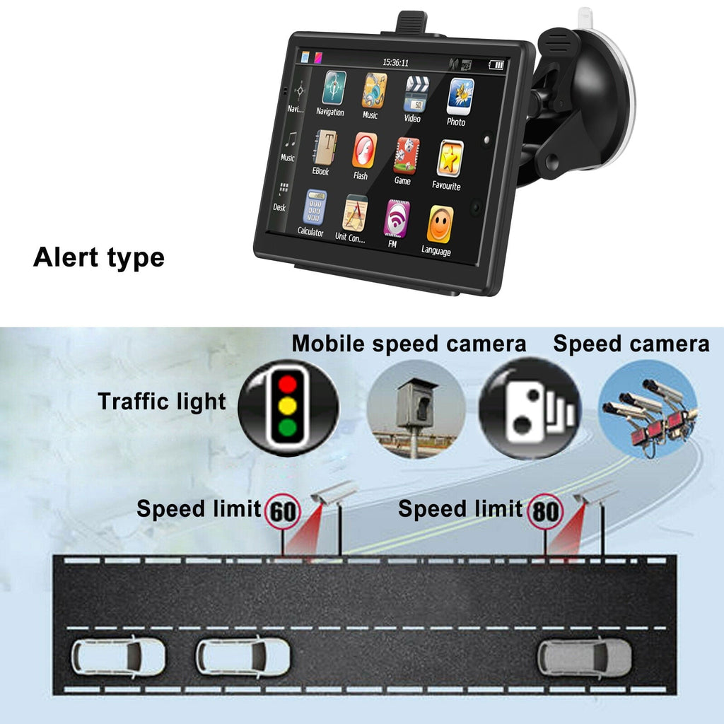 7 inch XGODY Truck GPS Navigation for Car 256M+8G Trucker GPS for Car Sat Nav, Latest 2023 Map(Lifetime Free Update) Sun Visor