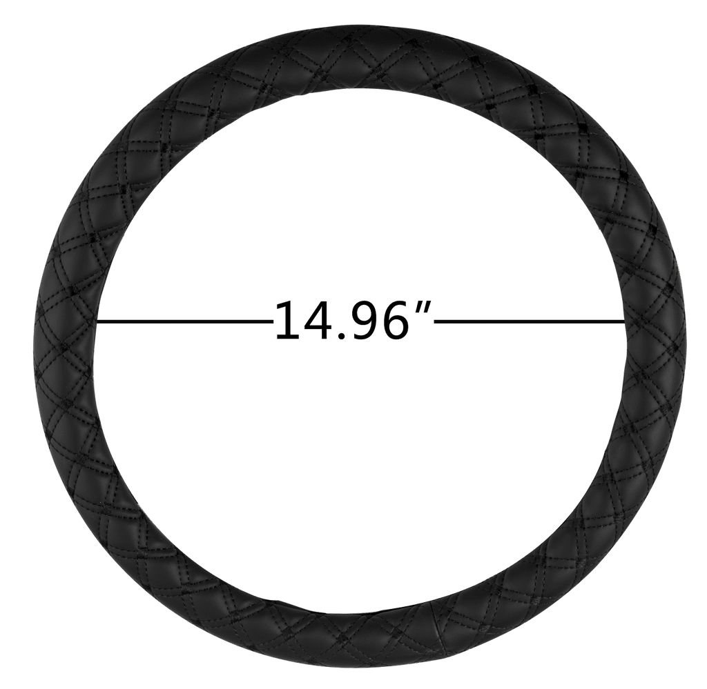 Auto Drive 1PC Car Steering Wheel Cover Diamond Quilt Black - Universal Fit