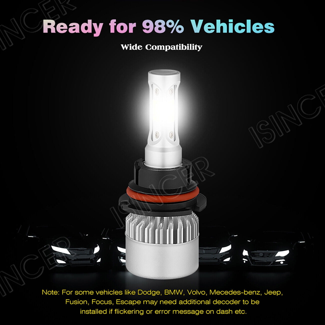 9007 LED Headlight Bulbs Kit Hi/Lo Beam for Ford F-150 1992-2003 F-250 1992-1999