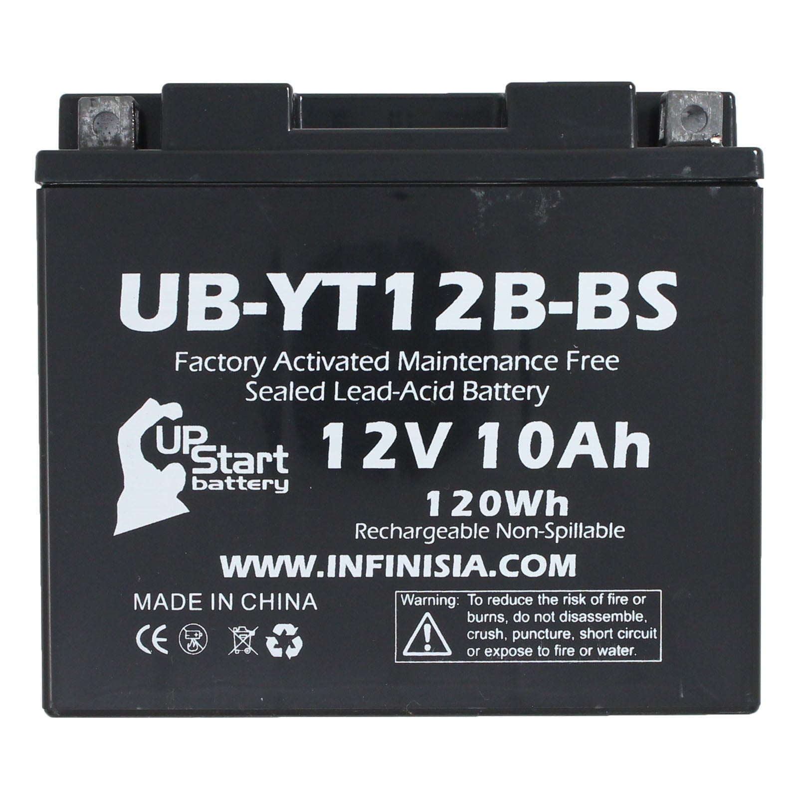 UB-YT12B-BS Battery Replacement for 2006 Yamaha XVS650 V-Star (All) 650 CC Motorcycle - Factory Activated, Maintenance Free, Motorcycle Battery - 12V, 10AH, UpStart Battery Brand