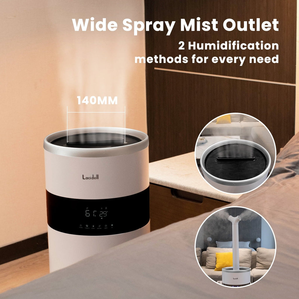 Lacidoll Humidifiers for Large Room - 4.8Gal/18L Wholehouse Humidifier 2000 Sq.ft -  Top Fill, Remote, Timer, 2000ml per Hour Mist Output