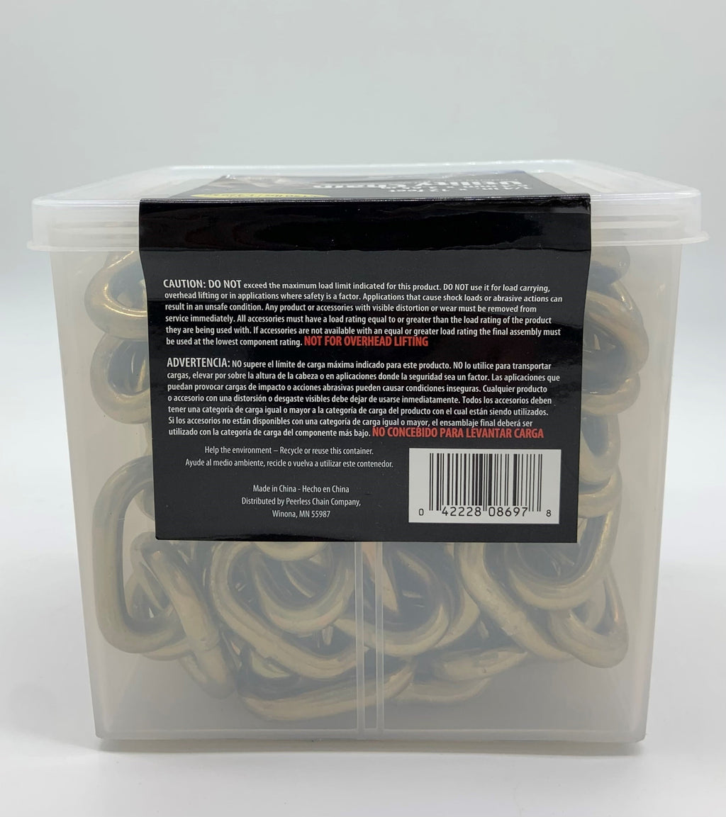 Peerless Chain Utility Yellow Zinc Plated Tow Chain & Hooks, 1/4" x 12', #4861210