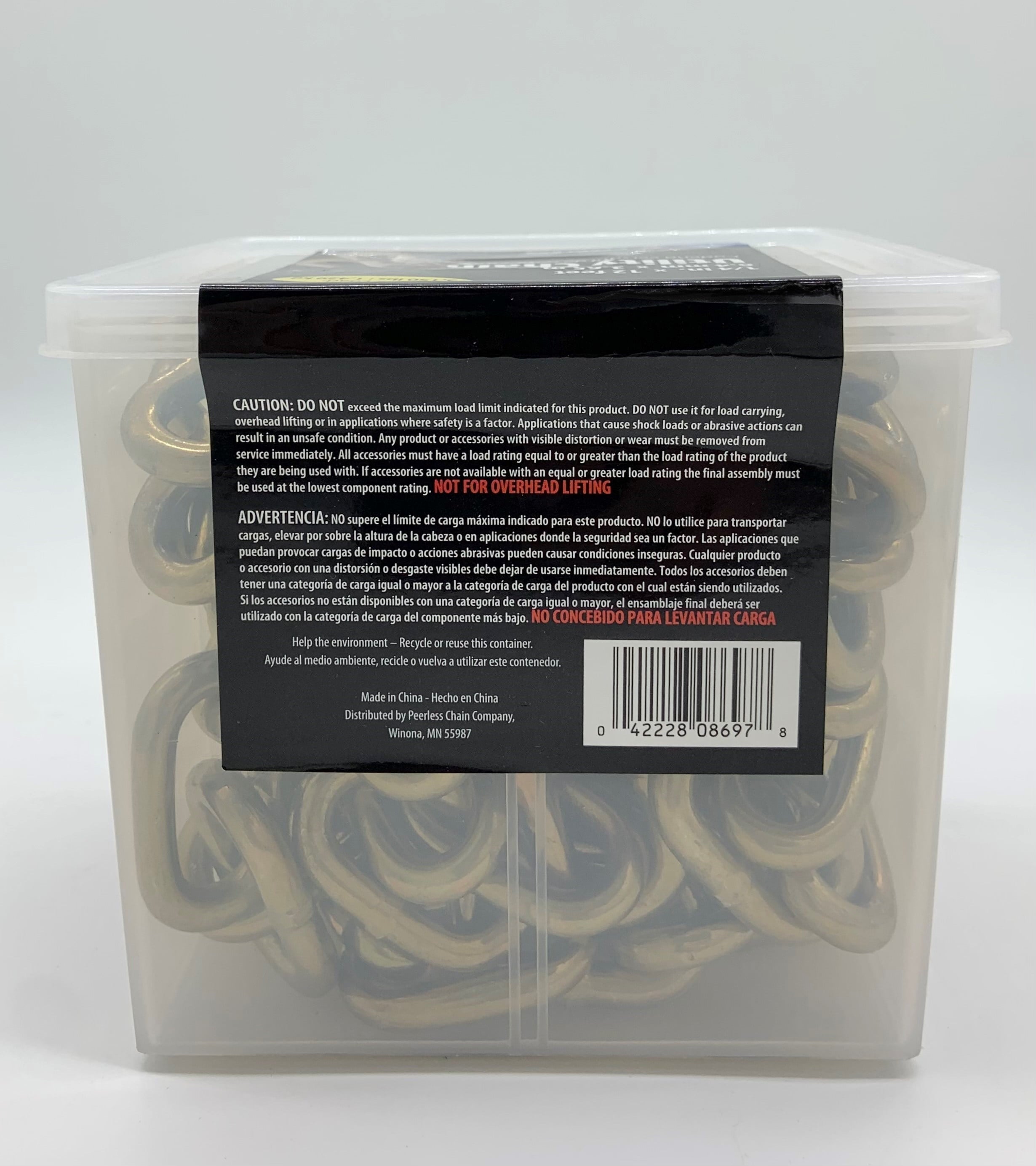 Peerless Chain Utility Yellow Zinc Plated Tow Chain & Hooks, 1/4" x 12', #4861210