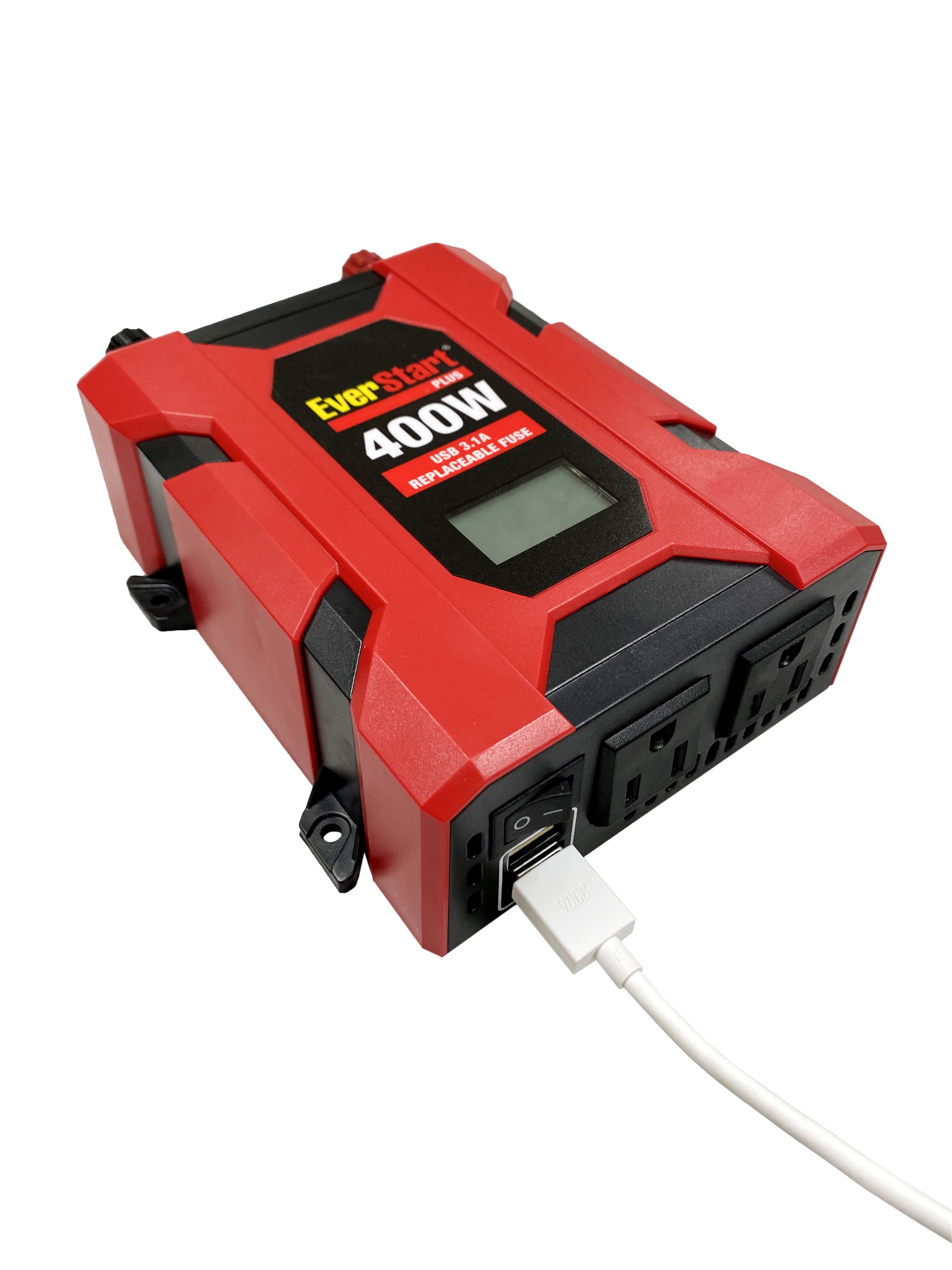 EverStart 400 Watts Portable Slim Inverter with Digital Display and Multiple USB and AC Ports