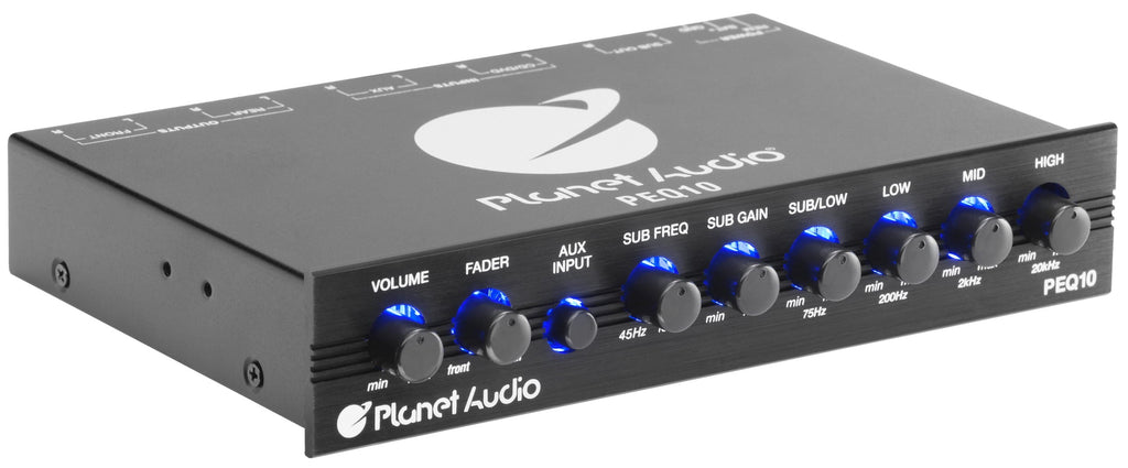 Planet Audio PEQ10 4 Band Pre-Amp Car Equalizer - Half Din, Subwoofer Output