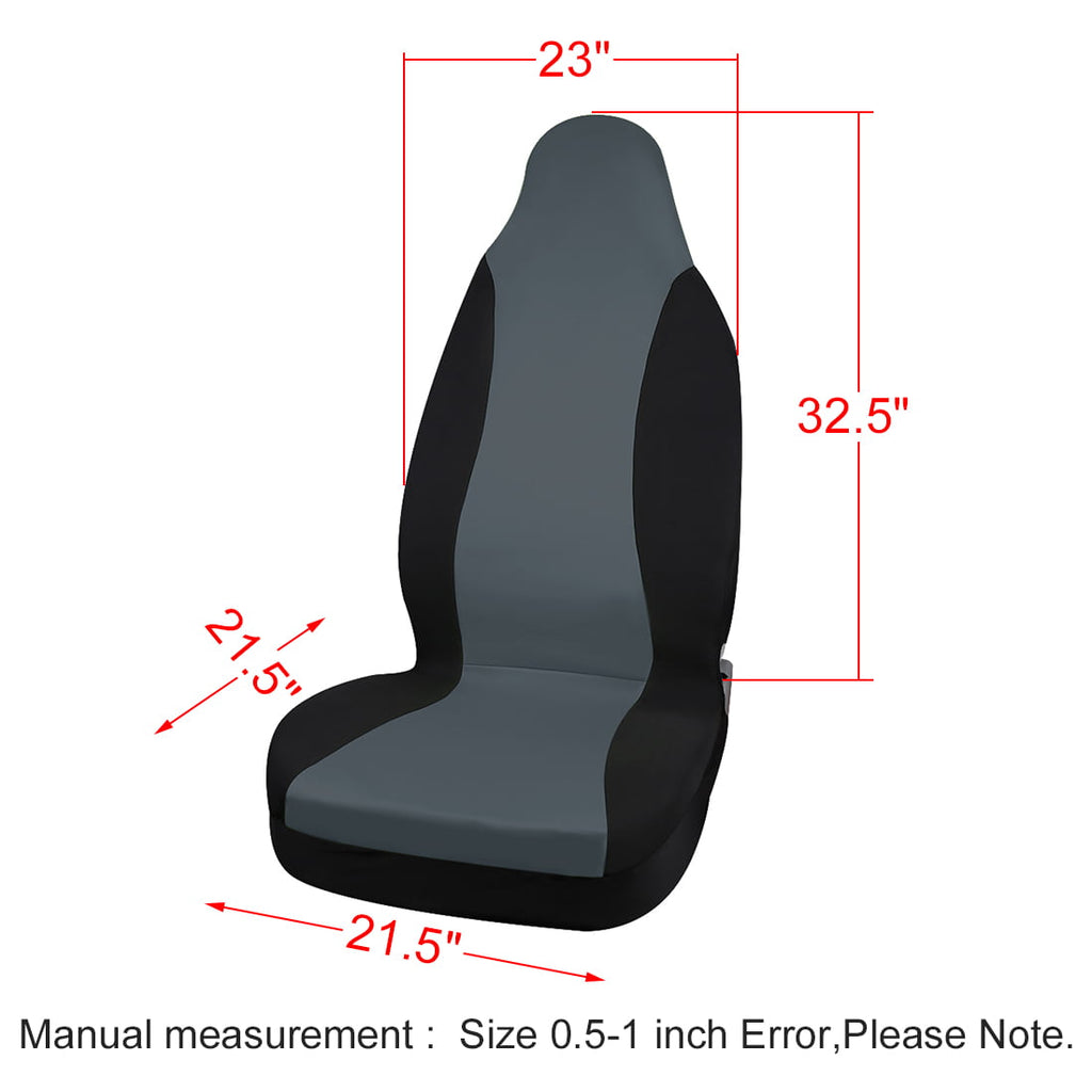 Universal Front High Back Bucket Car Seat Cover Gray Black Fit for Most Auto Car Truck SUV