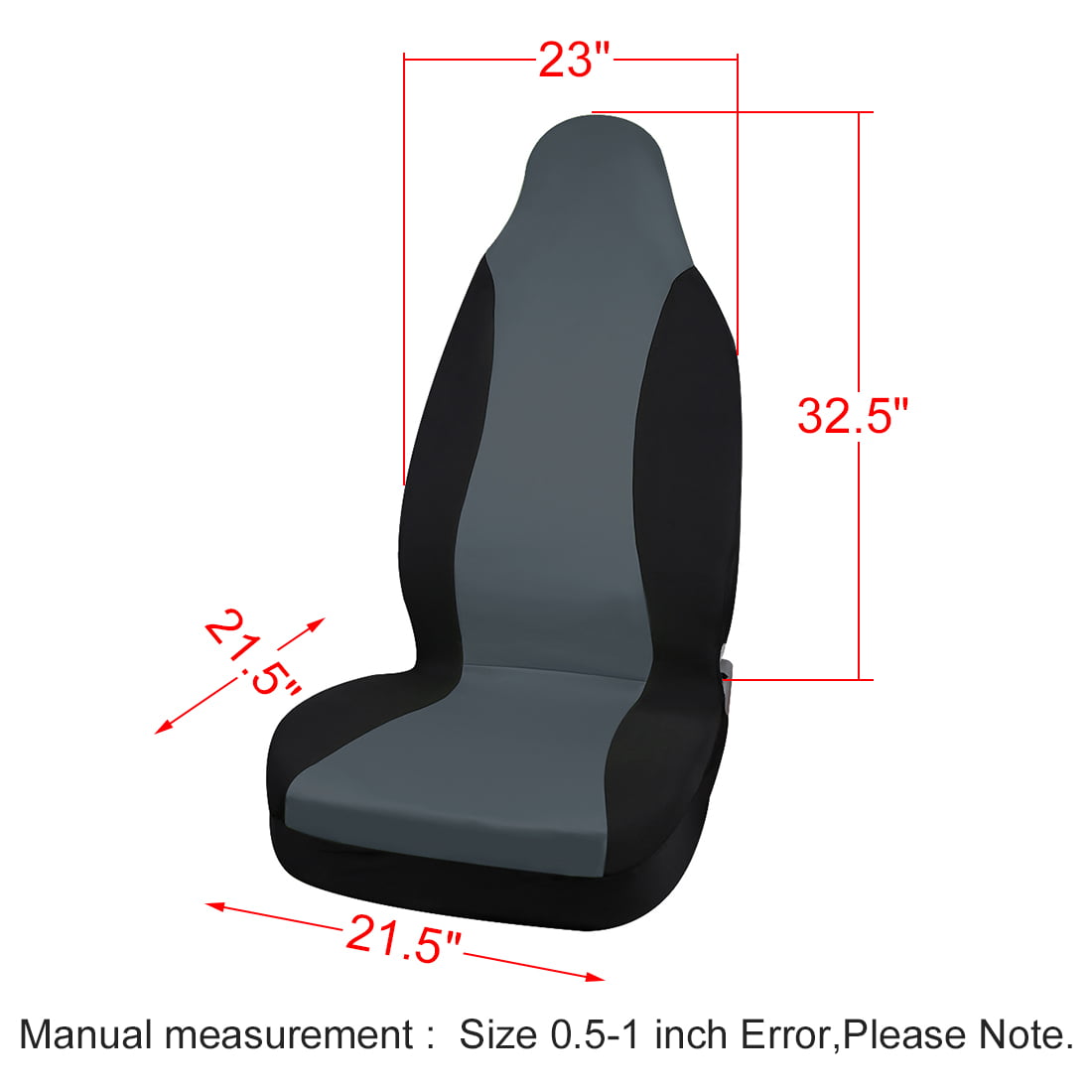 Universal Front High Back Bucket Car Seat Cover Gray Black Fit for Most Auto Car Truck SUV