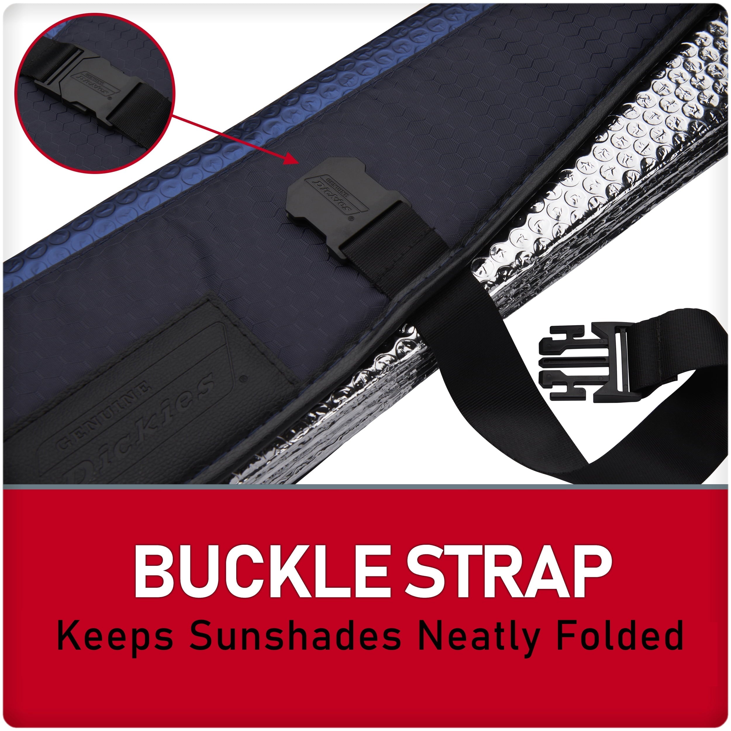 Genuine Dickies Navy Black Accordion Auto Sunshade for Trucks, 41312WDI