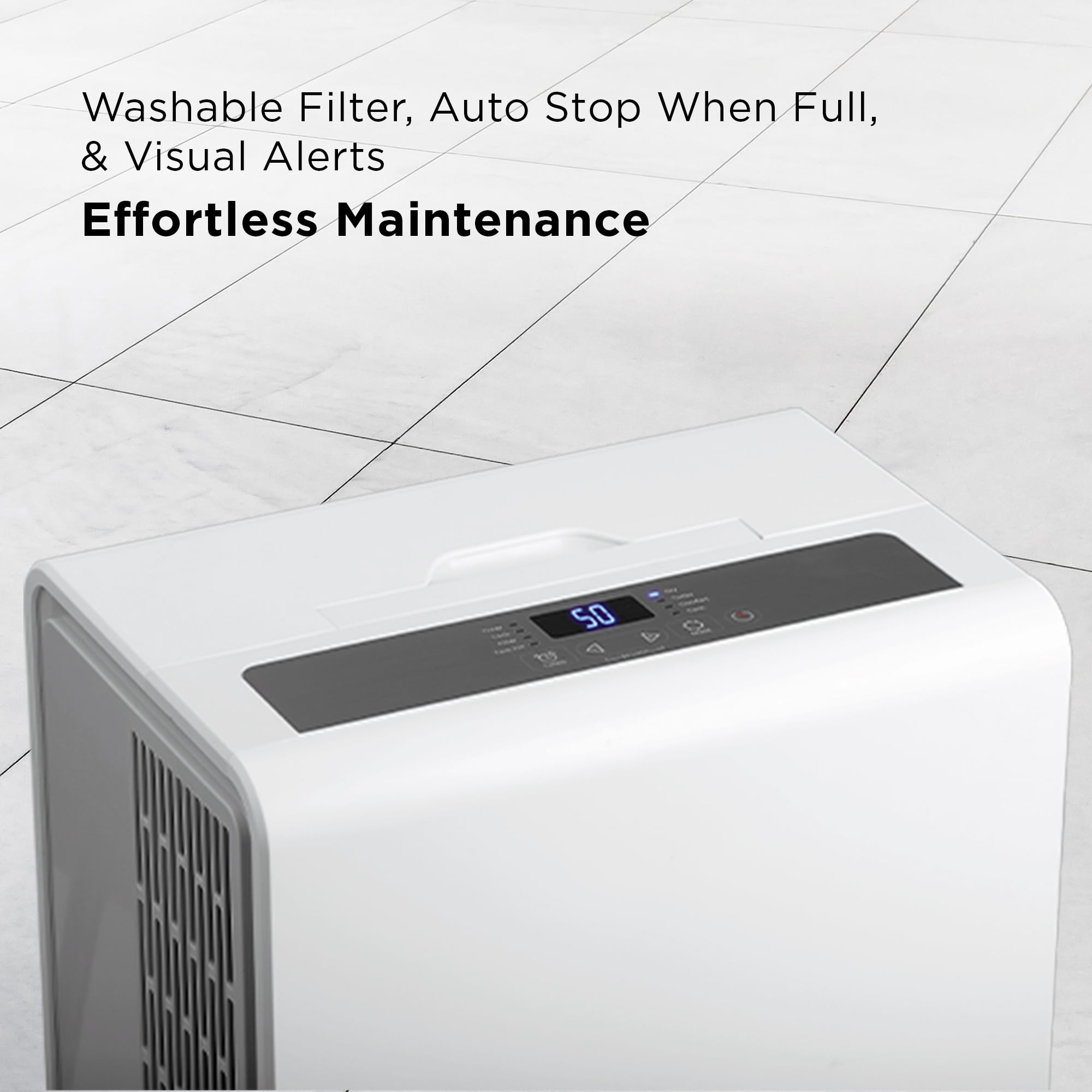 TCL 50 Pint Smart Dehumidifier with Pump, White, W50D9P2