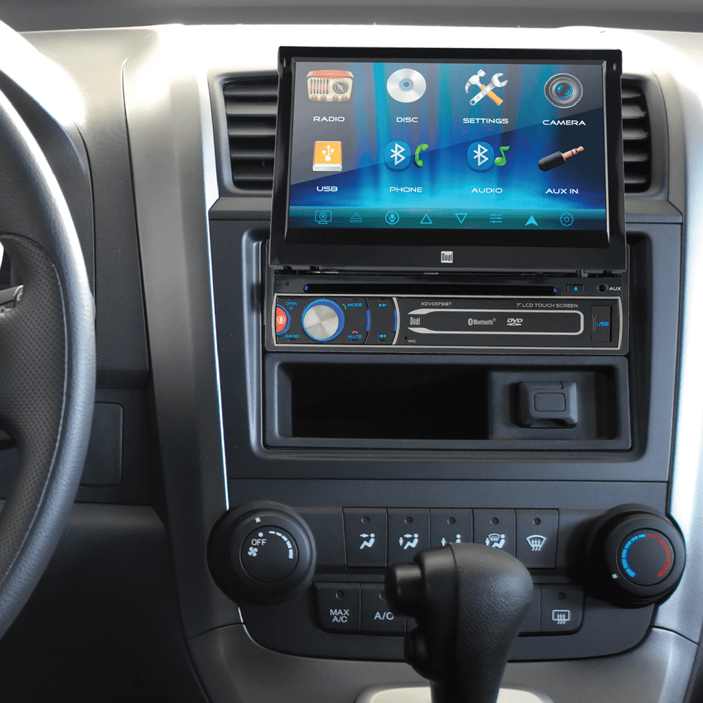 Dual Electronics XDVD179BT 7 Inch Single DIN Car Stereo, Motorized Touch Screen, CD/DVD