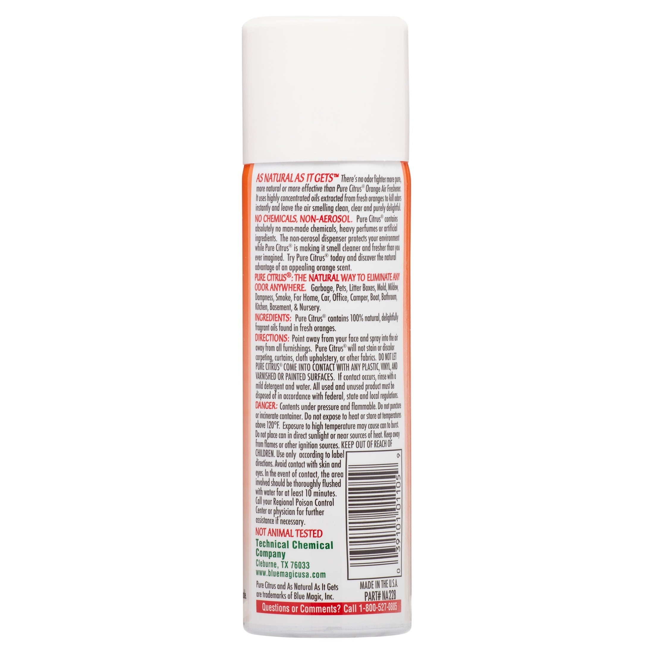 Pure Citrus Orange Air Freshener, 4oz.   Orange  Scented Non-Aerosol Air Freshener.