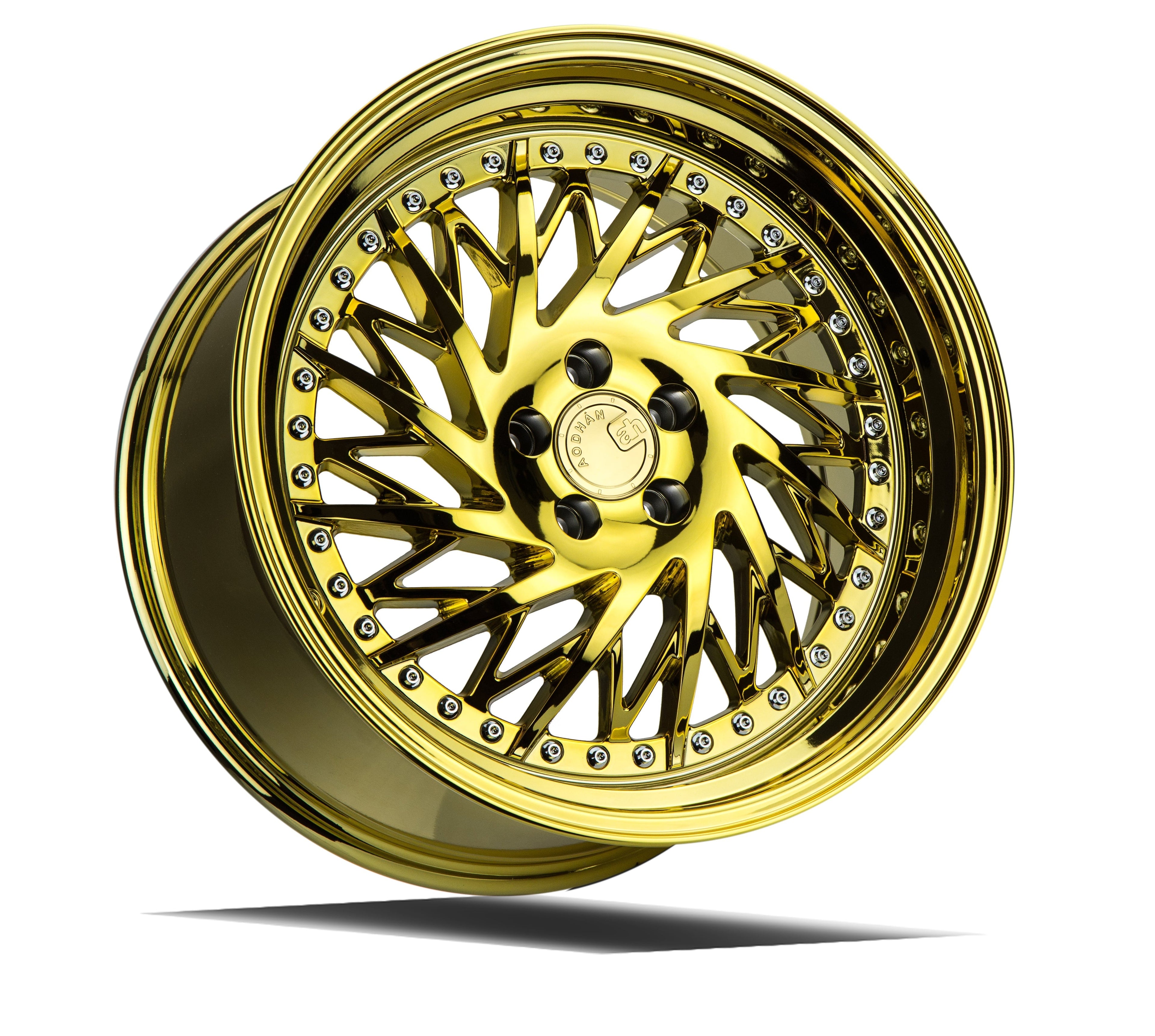 AODHAN DS03 Gold Vacuum w/ Chrome Rivets (Driver Side) DESCRIPTION: 18x9.5 / 5x114.3/OFF 30/HUB 73.1