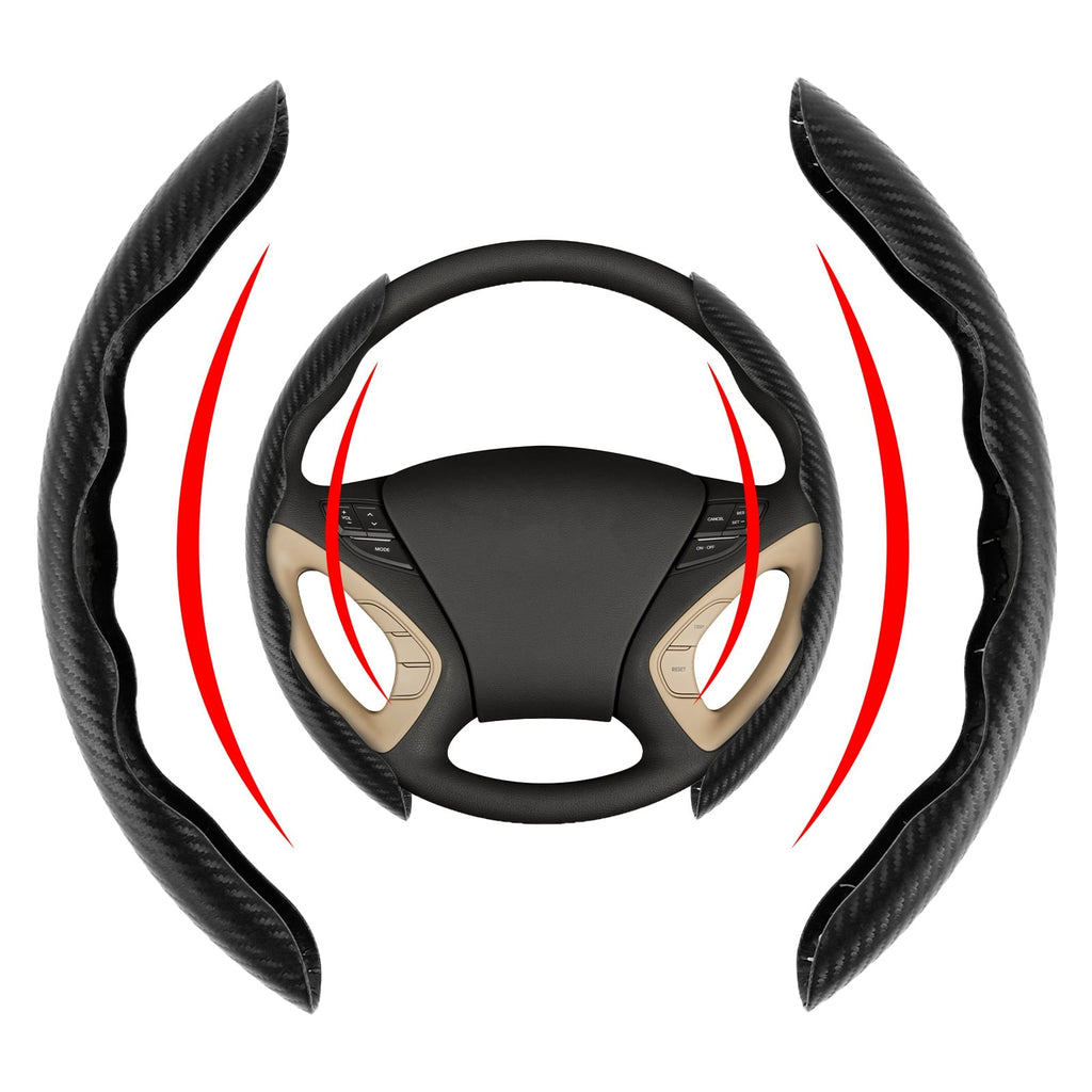 Protoiya Car Steering Wheel Cover,Carbon Fiber Textured Anti-Skid Auto Wheel Cover Protector Universal Car Accessories Reusable for 38cm Diameter Steering Wheel