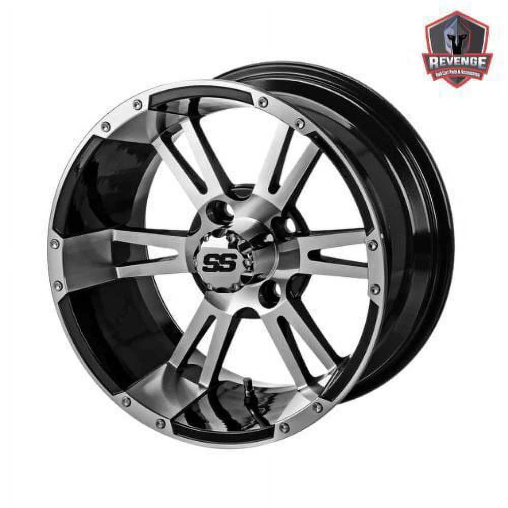 12" Raptor Machined Black Golf Cart Wheels and Tires Combo (215/40-12) Set of 4
