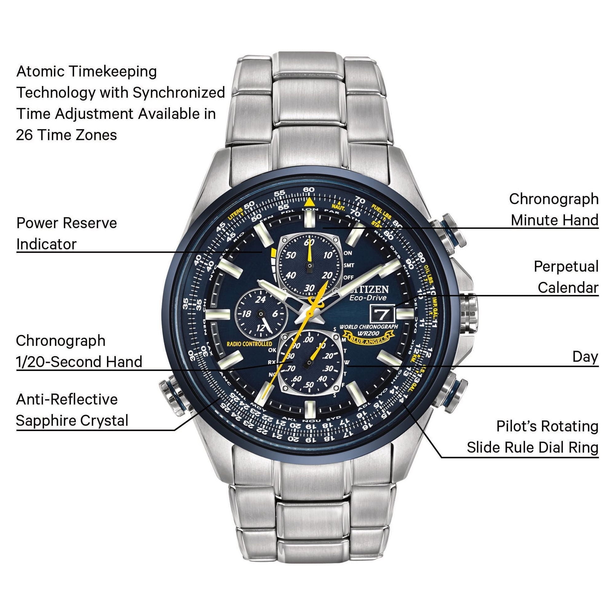 Citizen Men's Eco Drive Blue Angels World Chronograph AT Watch AT8020-54L