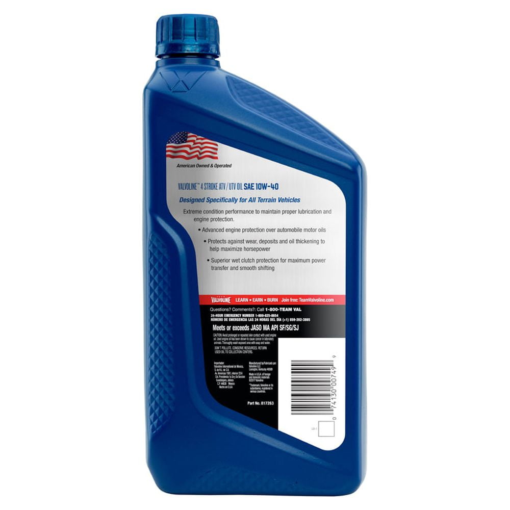 Valvoline 4-Stroke ATV/UTV SAE 10W-40 Motor Oil 1 QT