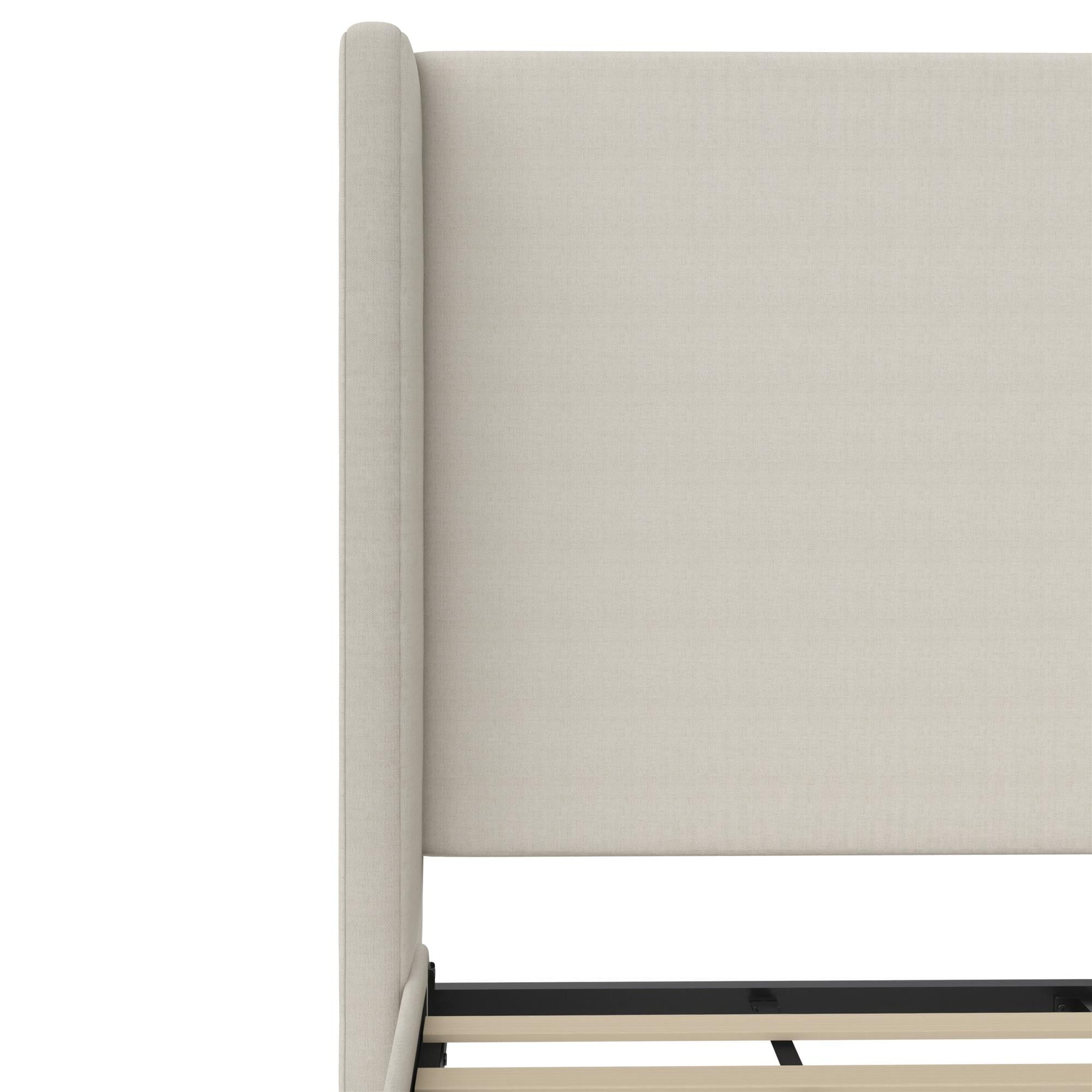 DHP Eveline Upholstered Platform Bed Frame with High Wingback Headboard, Queen, Textured Ivory Canvas