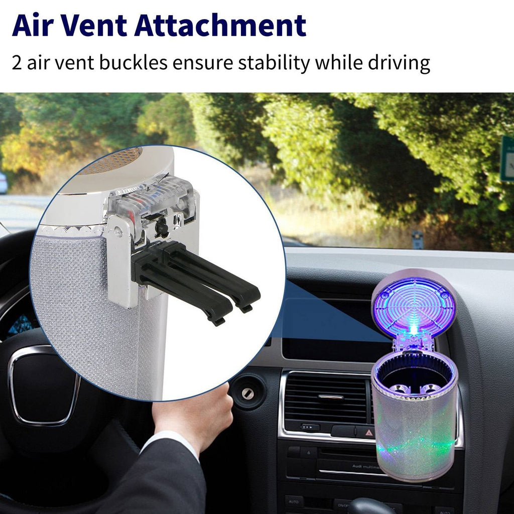 Car LED Light Ashtray, EEEkit Portable Car Ashtray with Lid, Stand Cylinder Smokeless Ash Tray, Mini Car Trash Can Auto Ashtray for Universal Cup Holder