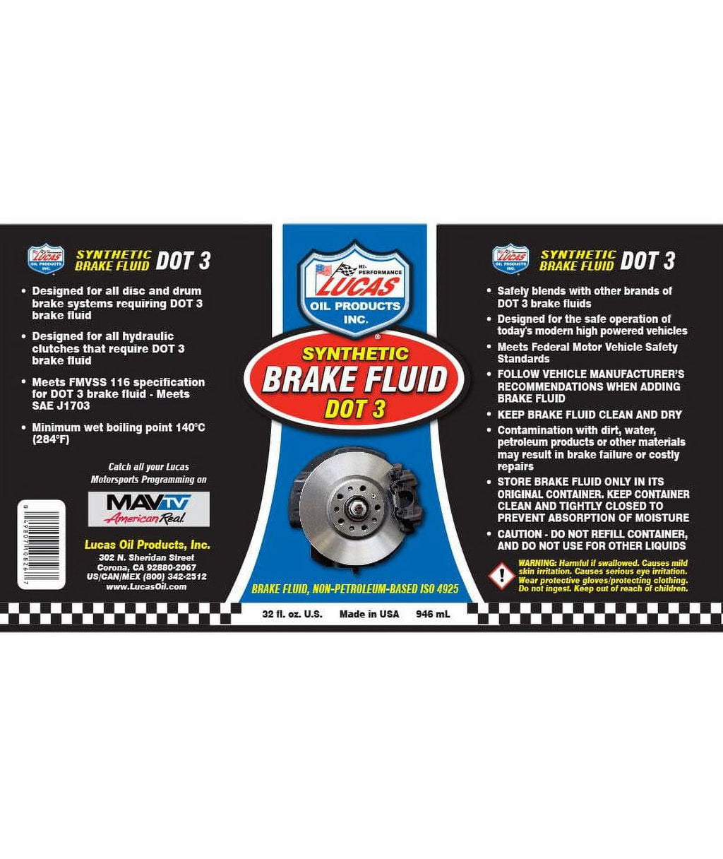 Lucas Oil 10826-6 DOT3 Brake Fluid 32 oz.