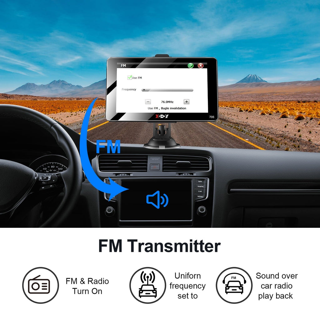 XGODY 2.5D Screen 7 inch Car GPS Navigation for Car 8GB+256 Truck GPS for Car with Speed Camera Warning Lifetime Free Map Update
