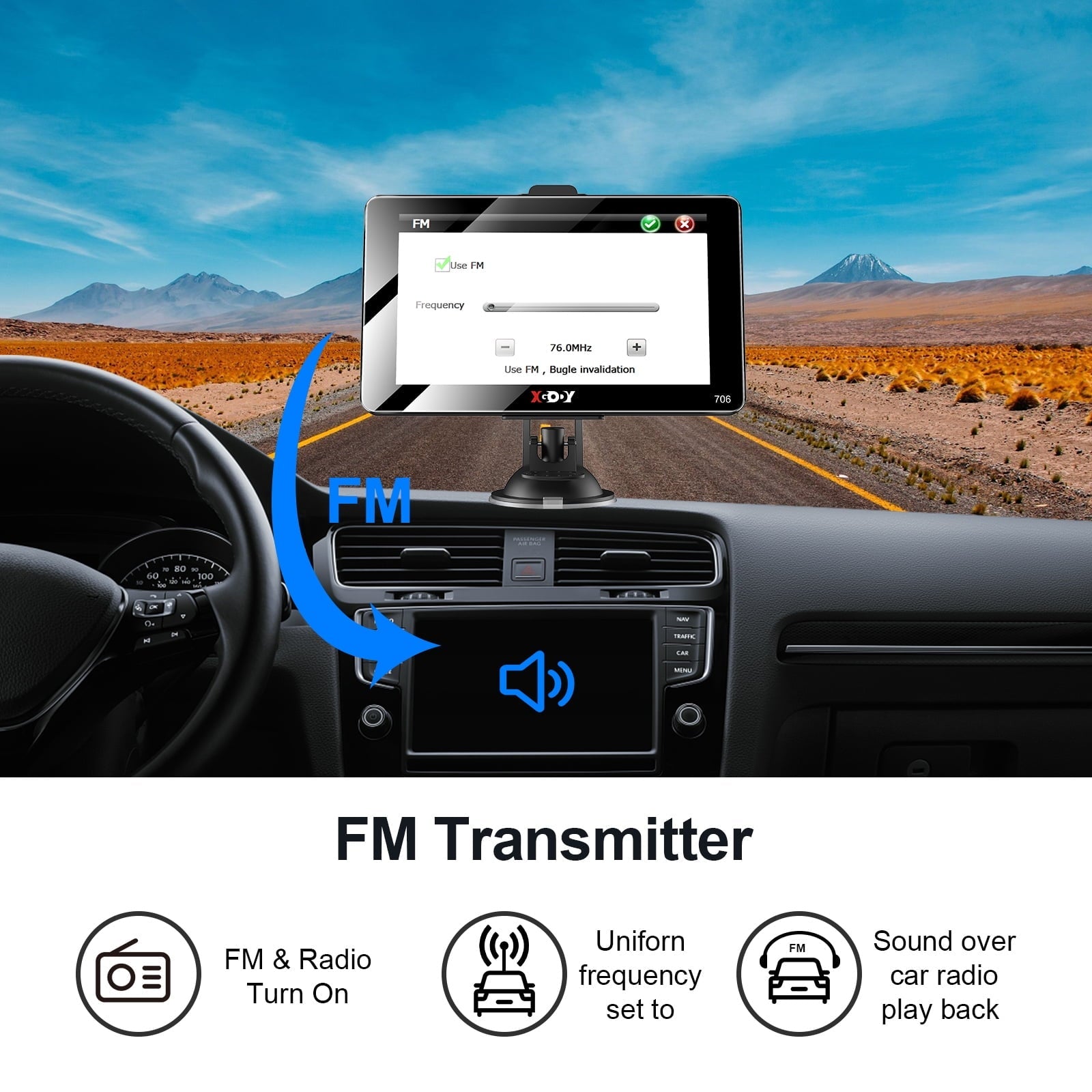 XGODY 2.5D Screen 7 inch Car GPS Navigation for Car 8GB+256 Truck GPS for Car with Speed Camera Warning Lifetime Free Map Update