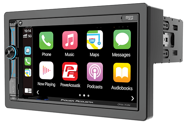 Power Acoustik Car Stereo Bundle: 7" Mechless HD LCD with Capacitive Touchscreen & Bluetooth with (2) 6.5" Speakers | Car Play and Android Auto | Fits 1-DIN and 2-DIN | (WMH7-S1)