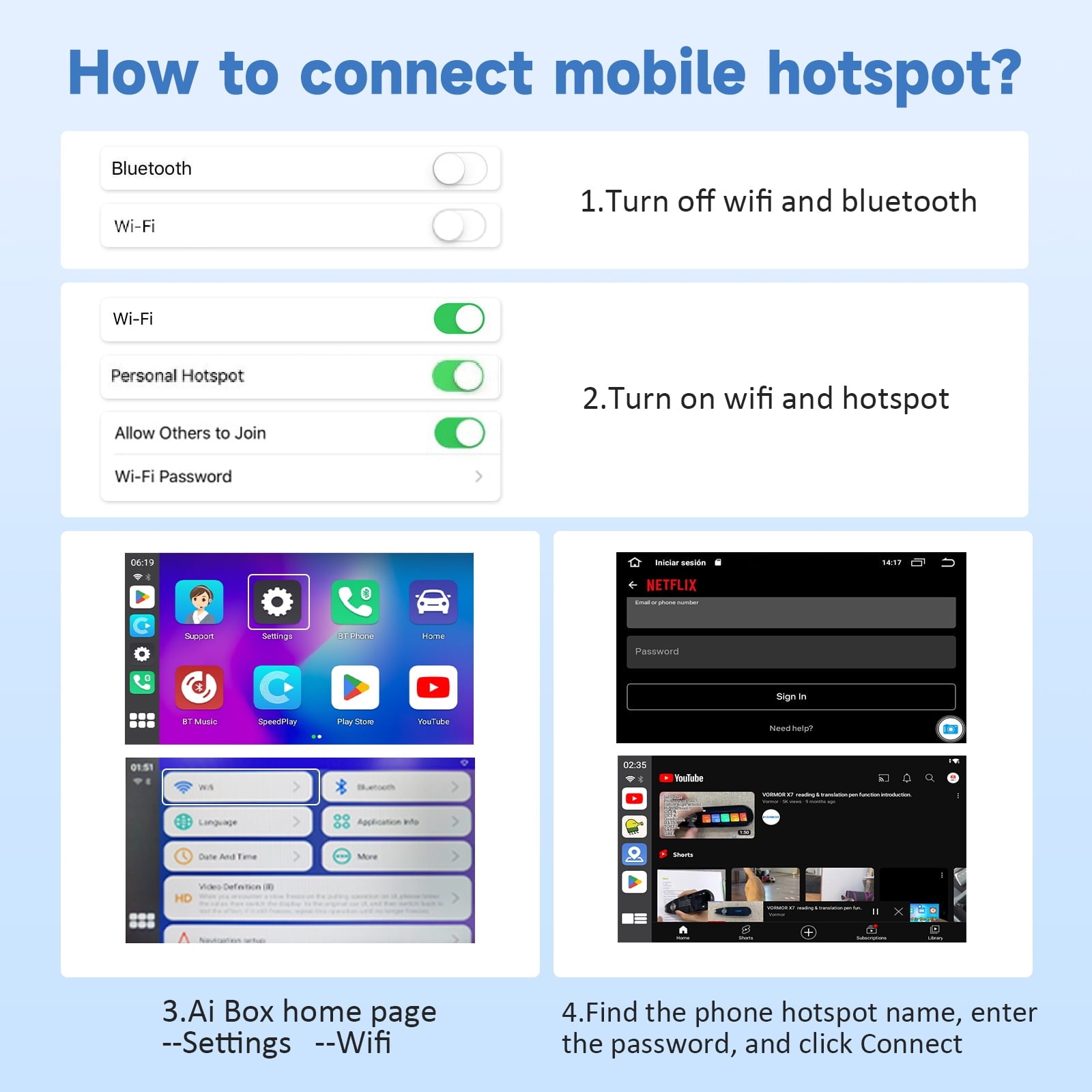 HERILARY Wireless Carplay and Android Auto, Apple Car Play Adapter for Car Stereo Factory Wired CarPlay Support Netflix/YouTube/Tiktok/Google Play/TF Card, 5GHz Wifi, Plug and Play