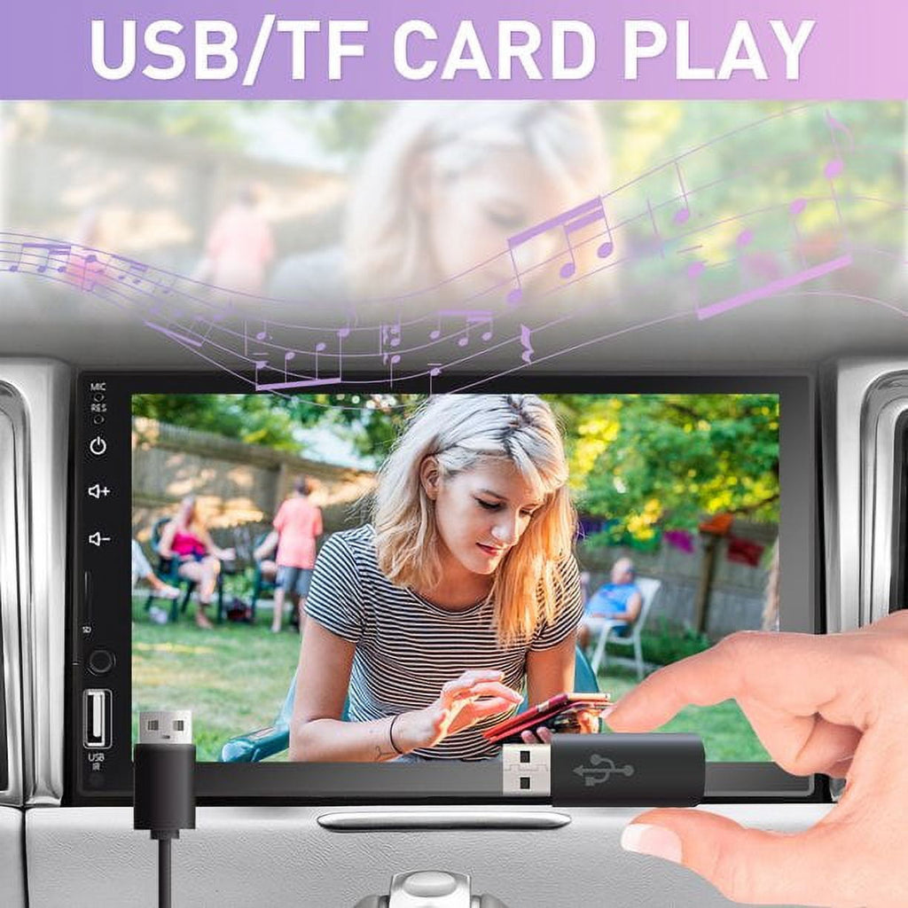 Podofo Double 2 Din 7'' Touch Screen Car Stereo Radio Carplay Android Auto Car Audio Car Multimedia MP5 Player Bluetooth Mirror Link FM USB Charging, with Backup Camera