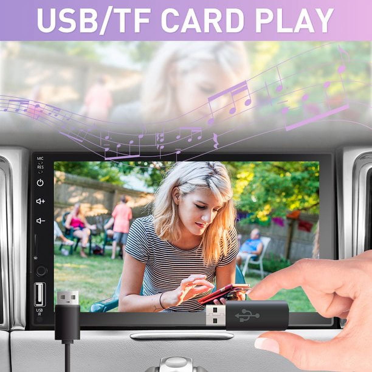 Podofo Double 2 Din 7'' Touch Screen Car Stereo Radio Carplay Android Auto Car Audio Car Multimedia MP5 Player Bluetooth Mirror Link FM USB Charging, with Backup Camera
