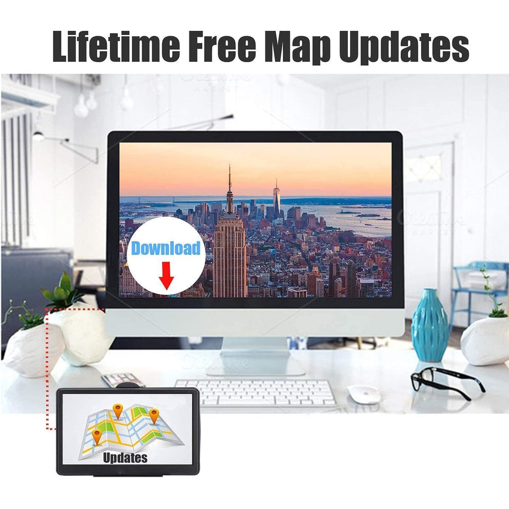Raphary GPS Navigation for Car,7 Inch Touch Screen Car Navigation System, 8G 256M Voice Broadcast Navigation System,Support Speed and Red Light Warning