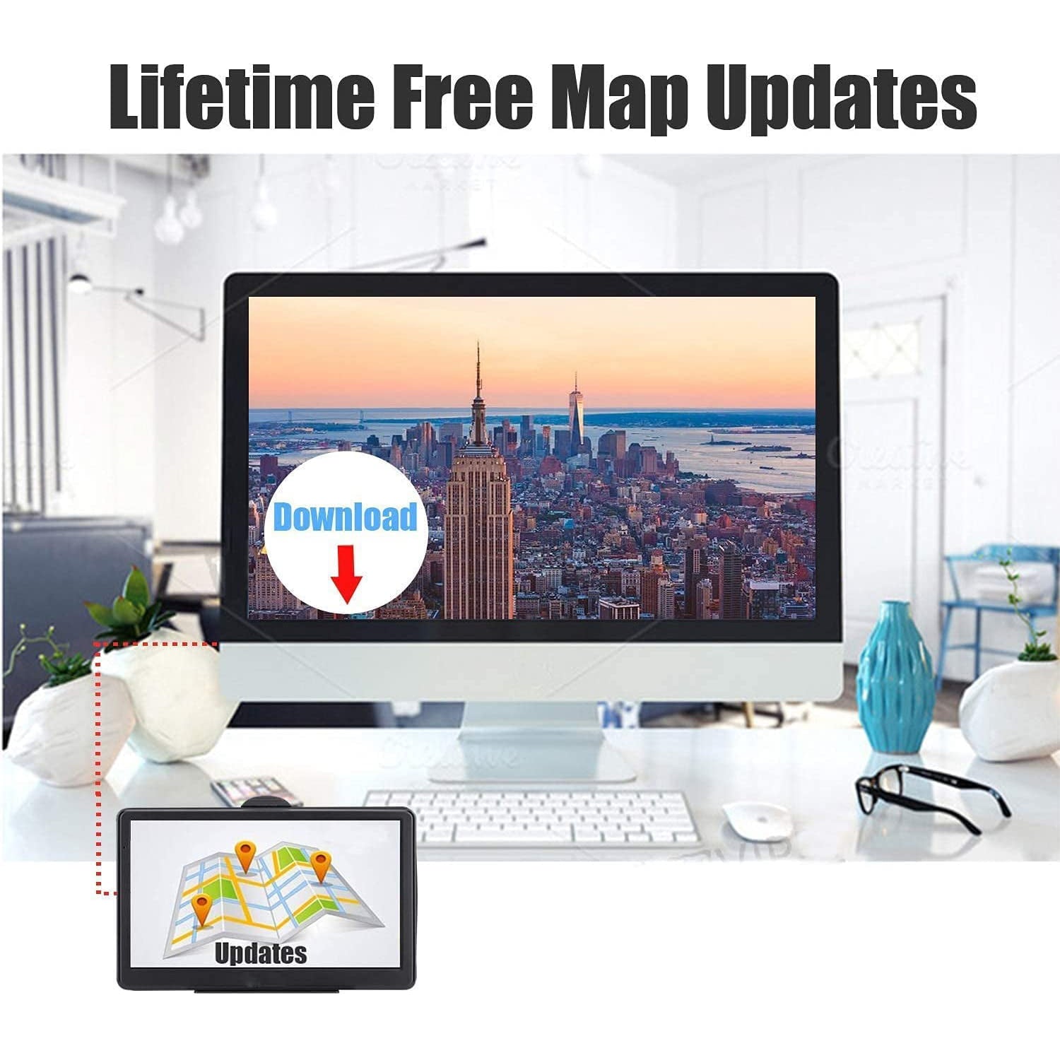 Raphary GPS Navigation for Car,7 Inch Touch Screen Car Navigation System, 8G 256M Voice Broadcast Navigation System,Support Speed and Red Light Warning