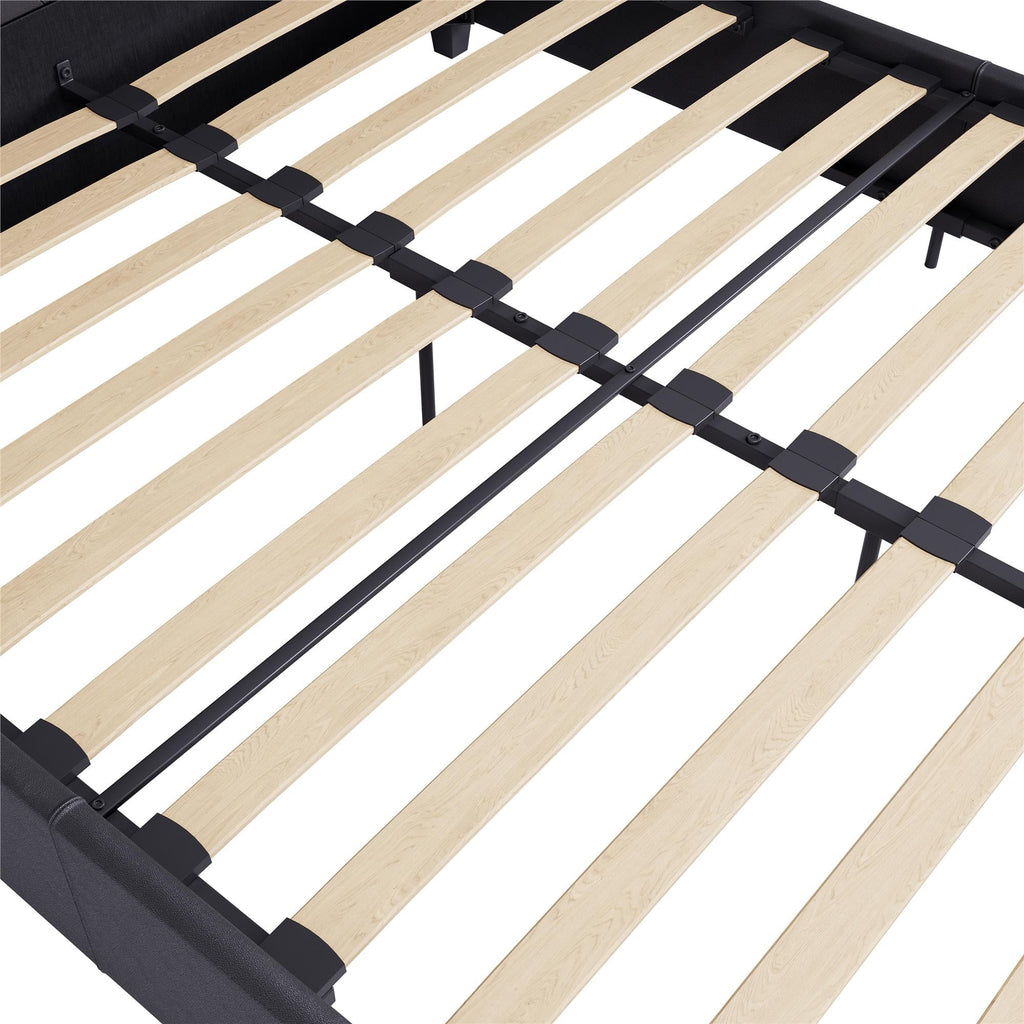 DHP Dakota Upholstered Platform Bed, Queen, Gray Faux Leather