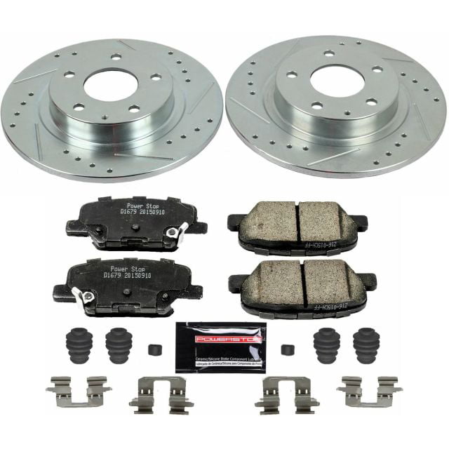 Power Stop Rear Ceramic Brake Pad and Drilled and Slotted Rotor Kit K6969