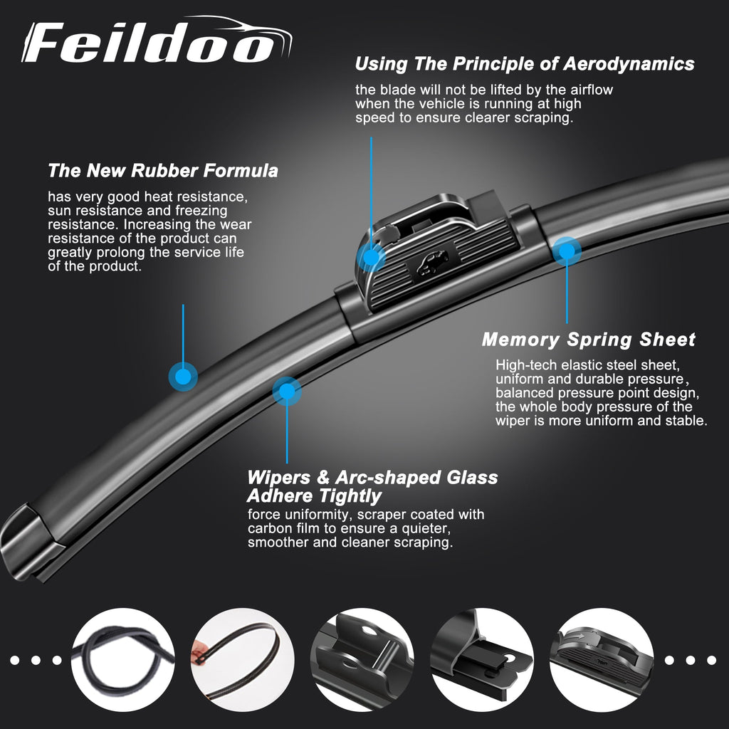 Feildoo 26"+16" Windshield Wiper Blades Fit For Toyota Celica 2001 26 Inch +16 Inch Premium Hybrid replacement for car front window windscreen, Set of 2