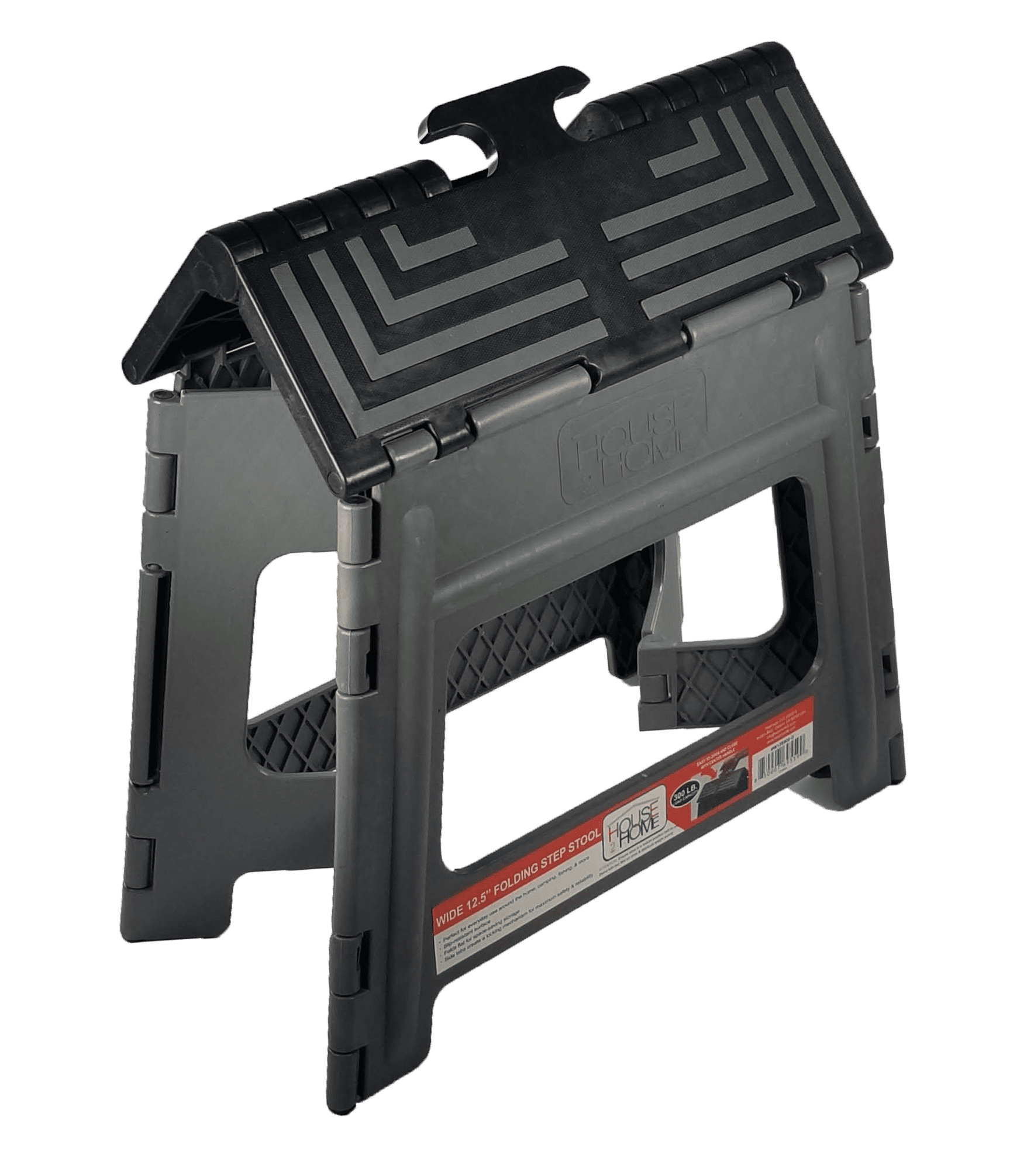 House 2 Home, Wide 12.5" Plastic 1 Step Folding Step Stool Gray