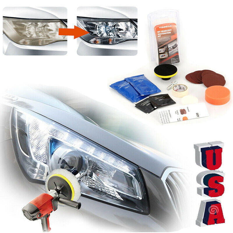 Heavy Duty Headlight Restoration Kit Car Lens Lamp Cleaning Sanding Repair Tools