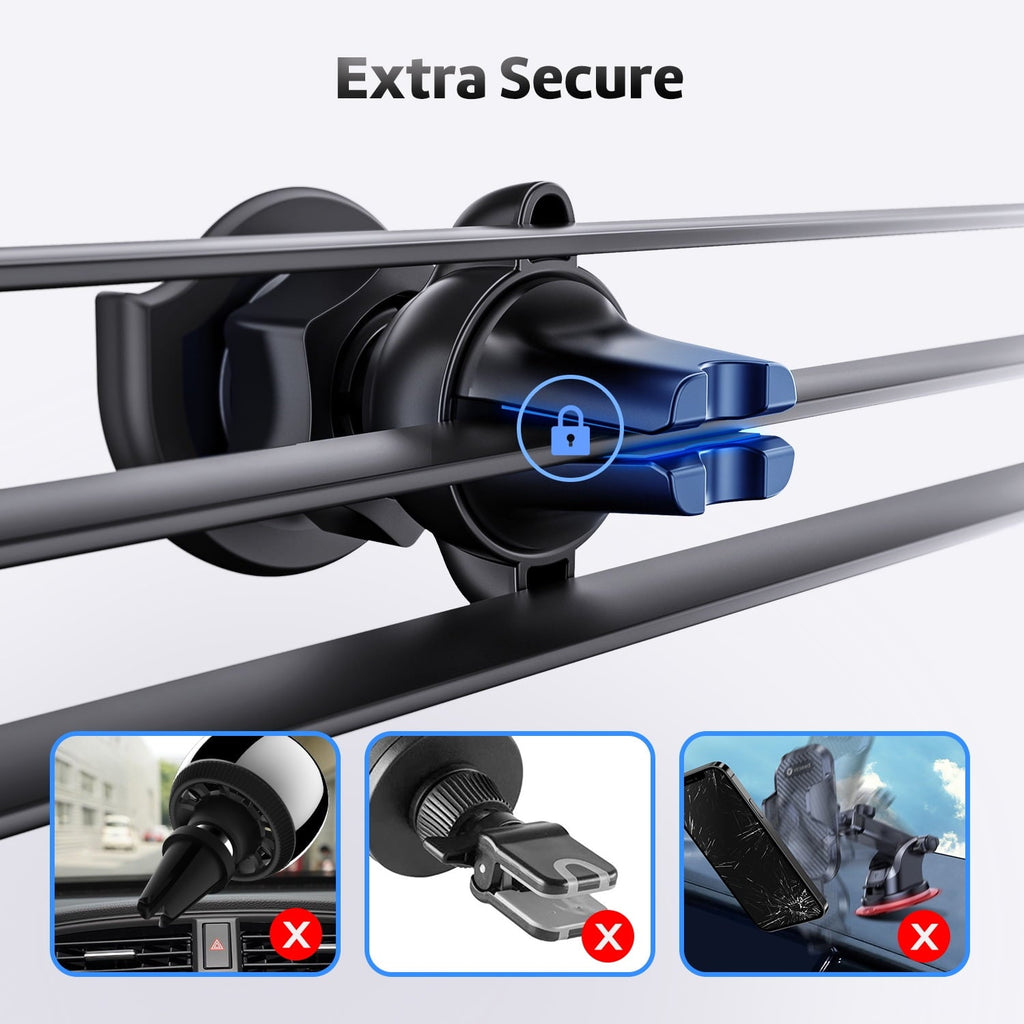 Air Vent Phone Holder for Socket, pop-tech Vent Car Mount Silicone with Adjustable Clip for Collapsible Grip Black
