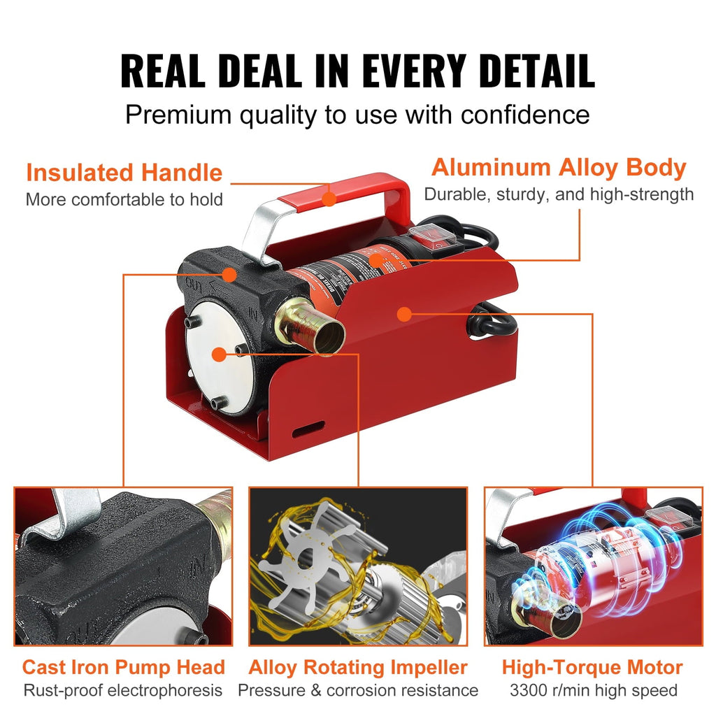 BENTISM Diesel Fuel Transfer Pump Kit,10 GPM12V DC Fuel Transfer Extractor Pump with Automatic Shut-off Nozzle Hose for Diesel, Kerosene, Machine, Transformer Oil