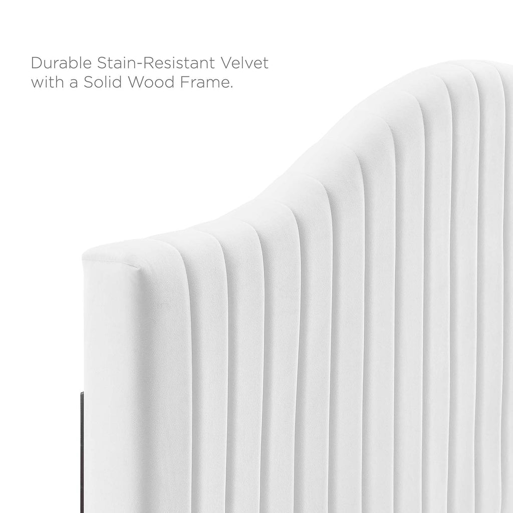Modway Juniper Channel Tufted Performance Velvet Queen Platform Bed in White