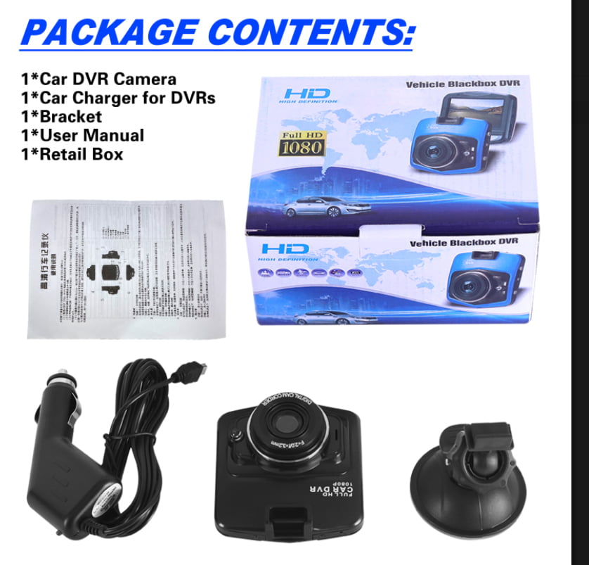 Dashcam Car Camera with 2.4" LCD Screen, 1080P HD Car Automotive Dash Cam Front Rear Driving Recorder WDR for Car Truck SUV, Night Vision, Loop Recording, Motion Detection, G-sensor
