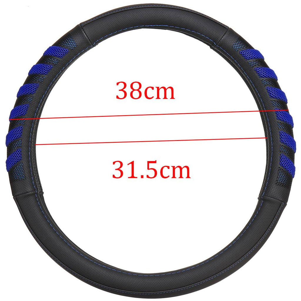 Car Steering Wheel Cover Grip Black Blue Auto Universal High Quality 14.5"-15.5"
