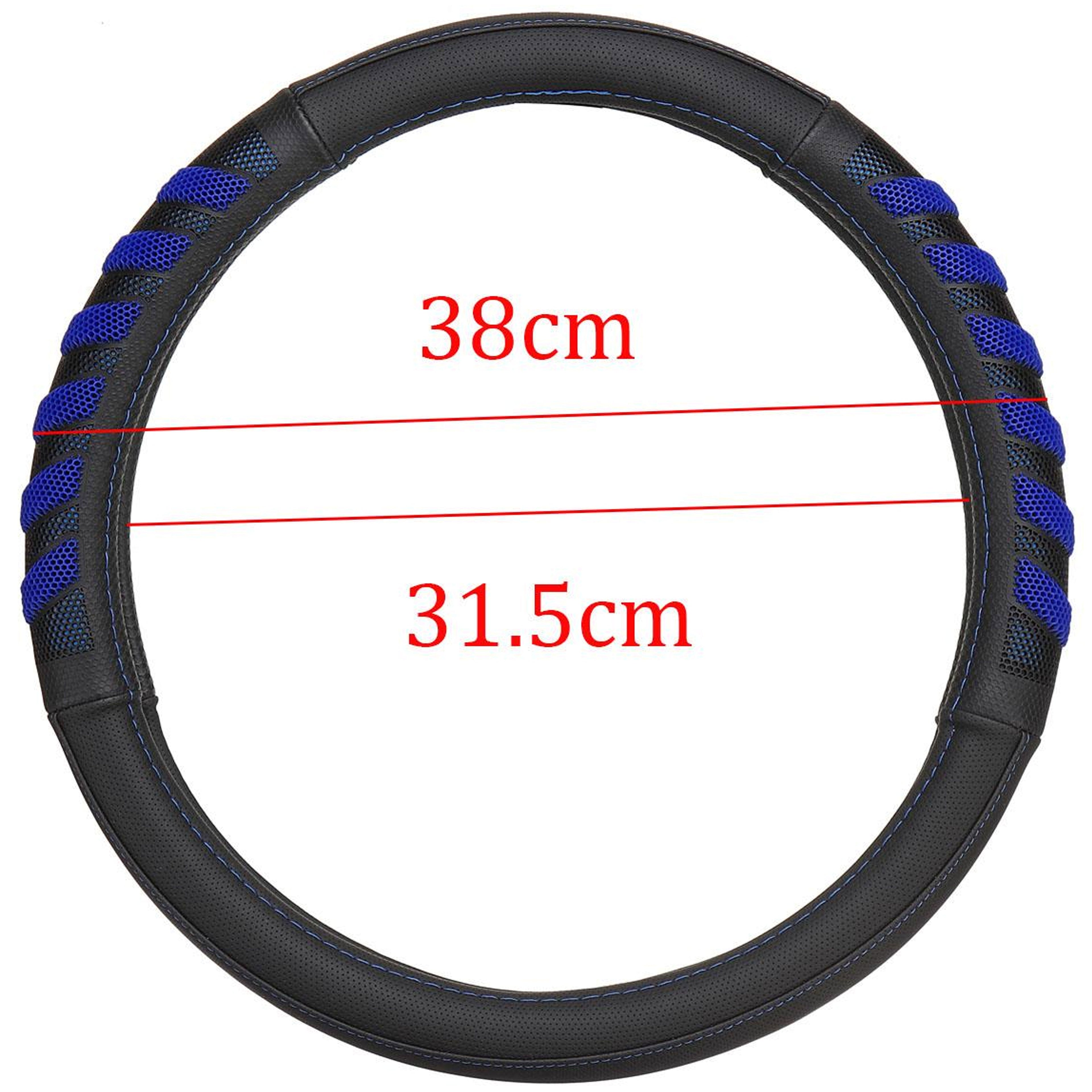 Car Steering Wheel Cover Grip Black Blue Auto Universal High Quality 14.5"-15.5"