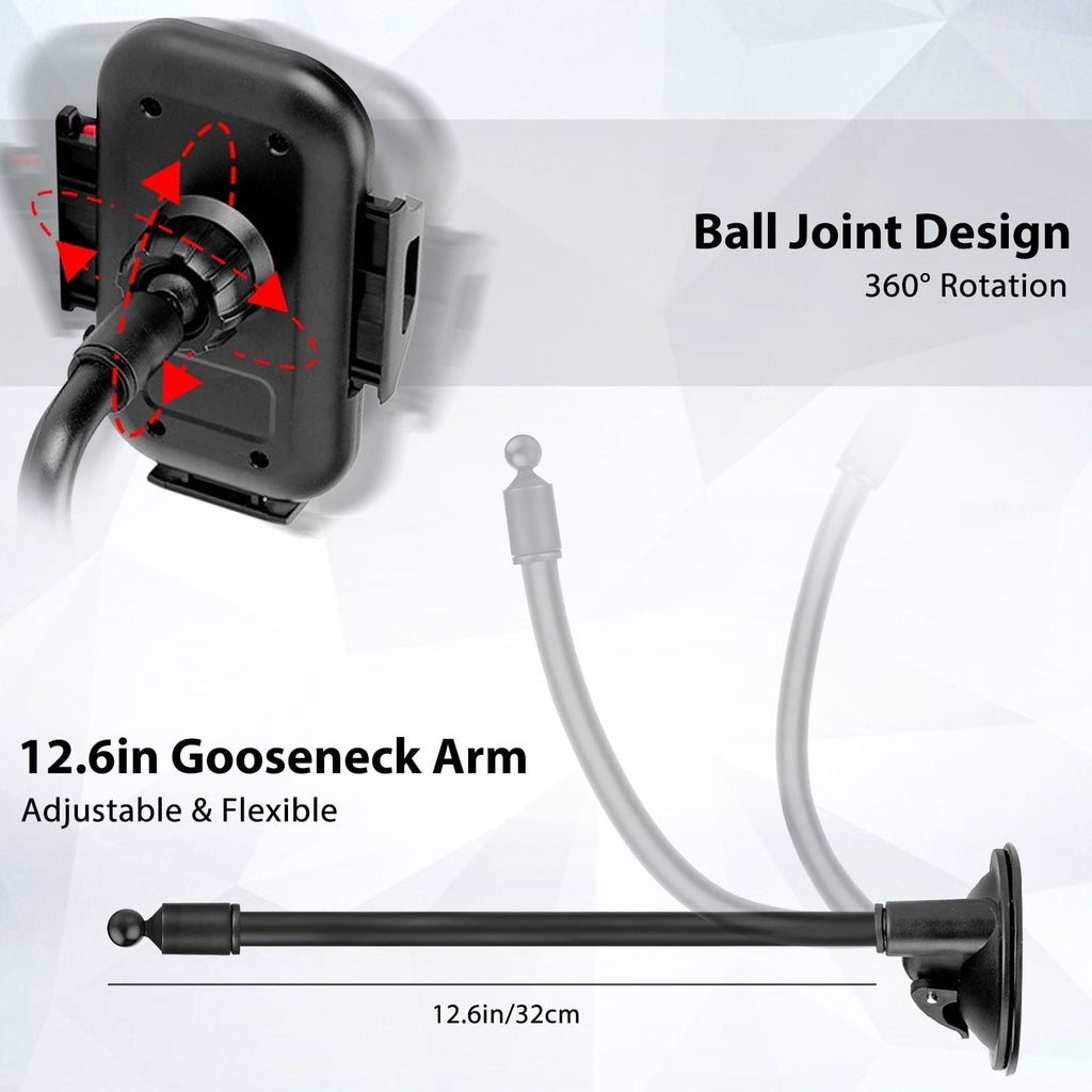 EEEkit Car Phone Holder, Universal Long Arm Phone Mount Cradle for Windshield Dashboard, Car Suction Cup Phone Mount Compatible with iPhone 13 Mini Pro Max 12 11 Pro Max XS XR, Galaxy Note 20 S20