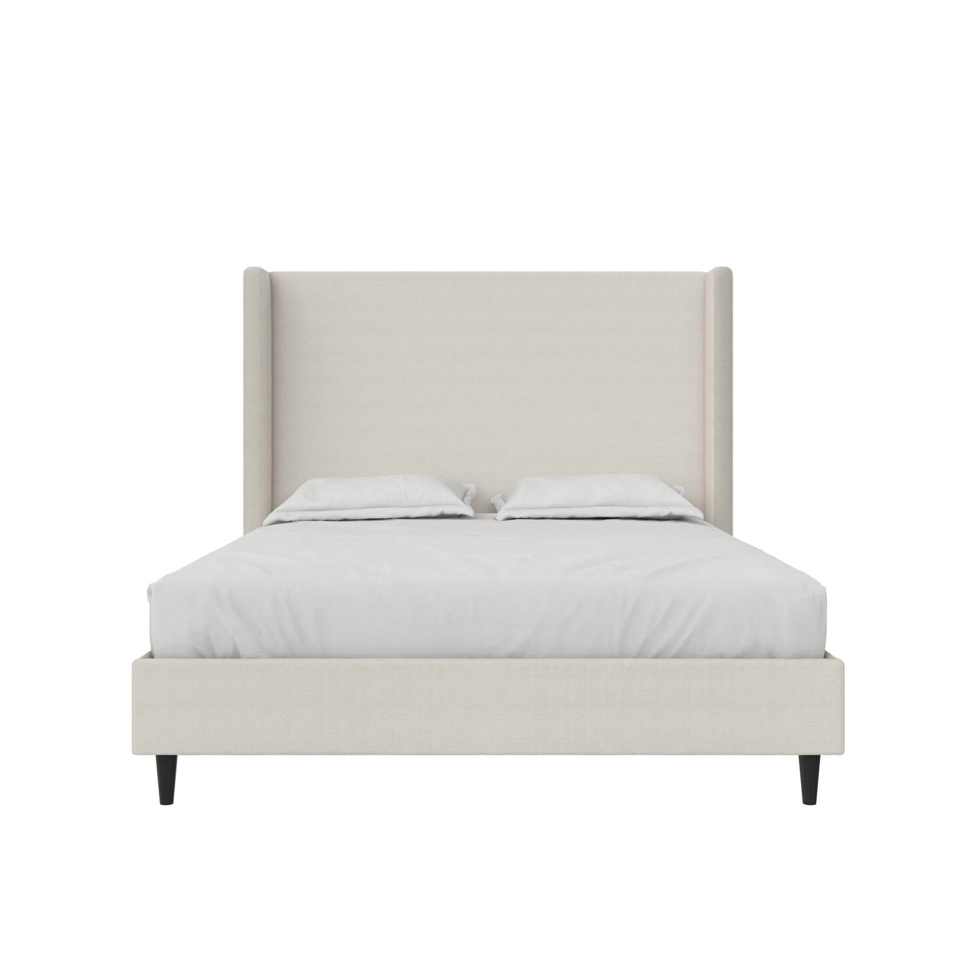 DHP Eveline Upholstered Platform Bed Frame with High Wingback Headboard, Queen, Textured Ivory Canvas