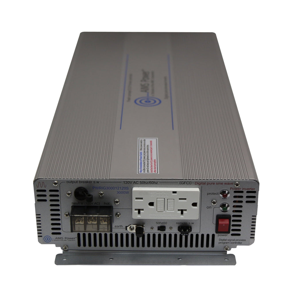 AIMS Power PWRIG300024120S 3000 Watt Pure Sine Inverter 24 Volt with GFCI