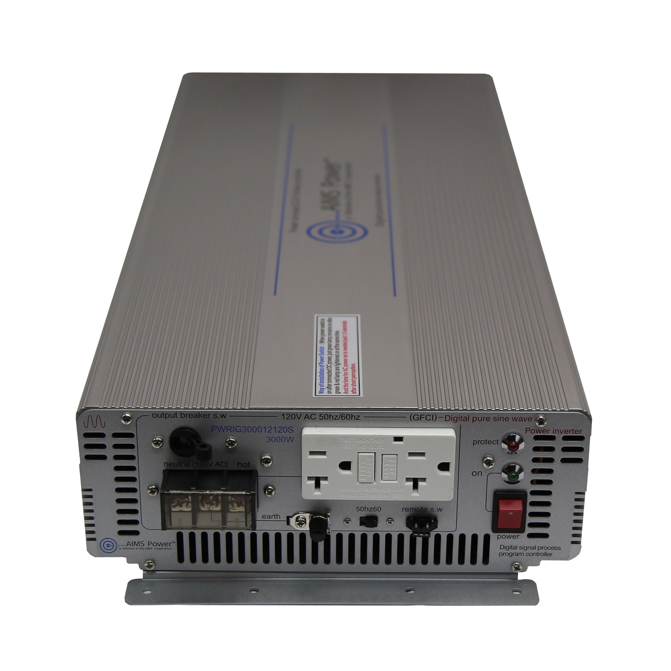 AIMS Power PWRIG300024120S 3000 Watt Pure Sine Inverter 24 Volt with GFCI