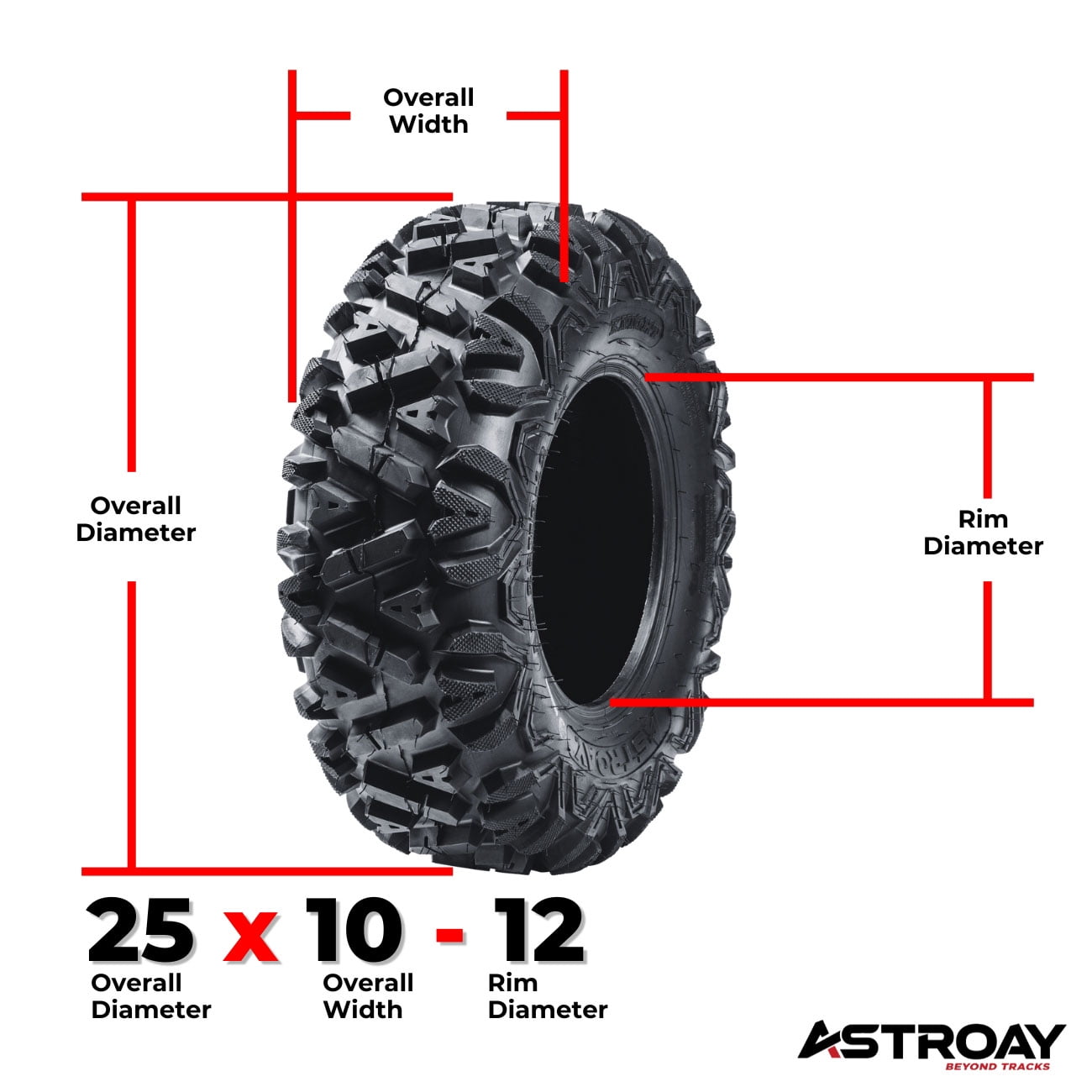 25 x 10 - 12 Astroay Knight Utility ATV/UTV Tire