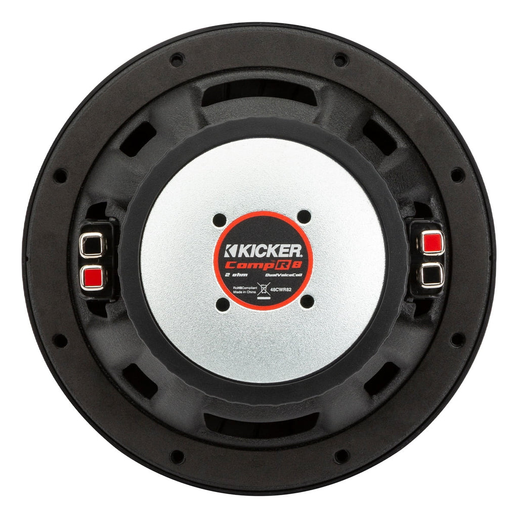 KICKER CompR 8 Inch 2 Ohm DVC 600W Peak Power Car Audio Subwoofer, Black