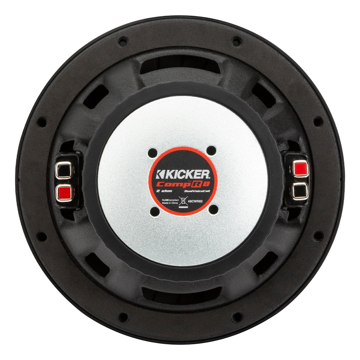 KICKER CompR 8 Inch 2 Ohm DVC 600W Peak Power Car Audio Subwoofer, Black